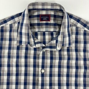 UNTUCKit Flannel Shirt Mens Size XL Blue Plaid Button Up Casual Stretch